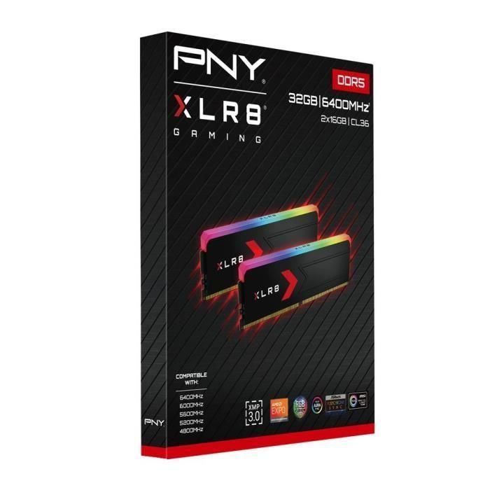 Kit de memoria PNY XLR8 Gaming EPIC-X RGB DDR5 - 32 GB (2 x 16 GB) - 6400 MHz - CL36 - Para ordenador de escritorio 4 Kit de memoria PNY XLR8 Gaming EPIC-X RGB DDR5 - 32 GB (2 x 16 GB) - 6400 MHz - CL36 - Para ordenador de escritorio 4