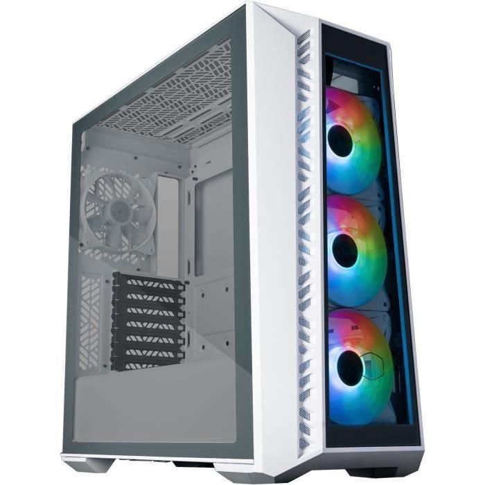 Cooler Master MB520WGNNS01 MasterBox MB520 - Caja Gaming con Frontal de Cristal ARGB Blanco y 3 Ventiladores de 120mm