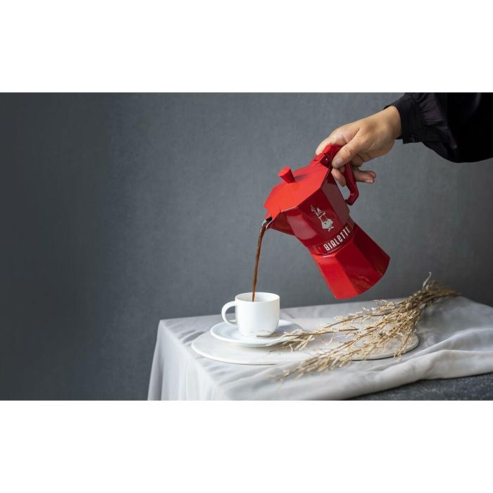 Cafetera Italiana Bialetti MOKA EXCLUSIVE Rojo Aluminio 3 Tazas 4