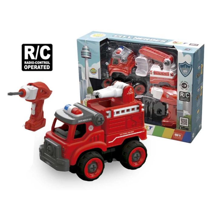 Tachan Camión de Bomberos Montaje y Desmontaje 31 Piezas RC con Sonido y Destornillador Automático Juguete Niños +3 Años
