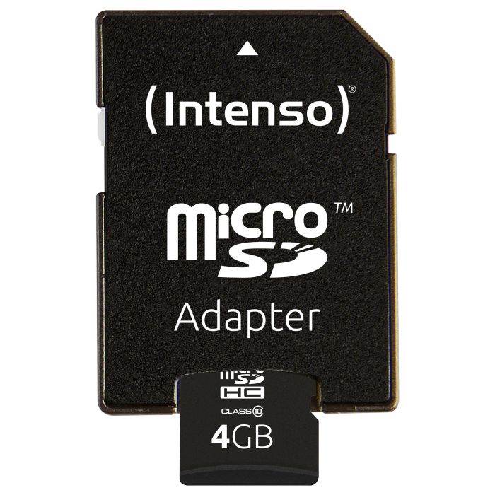 Intenso 3413450 Tarjeta MicroSDHC de 4GB Clase 10 25MB/s con Adaptador SD 2