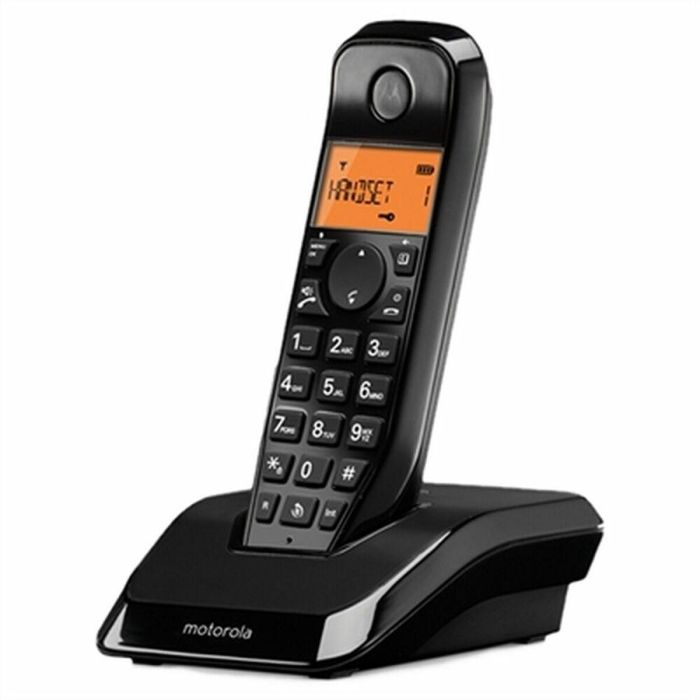 Motorola Teléfono Fijo Inalámbrico S1201 Negro con Manos Libres y Pantalla Alfanumérica