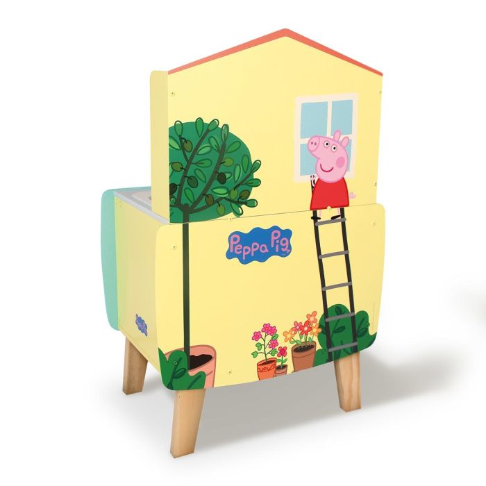 DEQUBE Cocina de Madera Peppa Pig 45x70x30cm. Con horno, grifo y fuegos. Juguete educativo con cantos redondeados para niños +2 años. 2