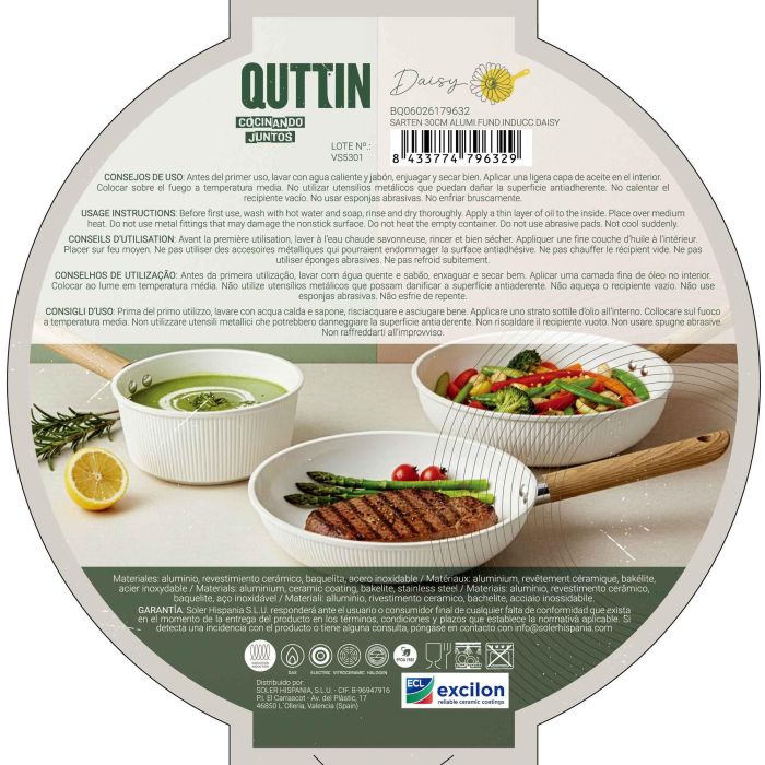 Inde Sartén 30 cm Aluminio Fundido Inducción Daisy Quttin (6 Unidades) 12