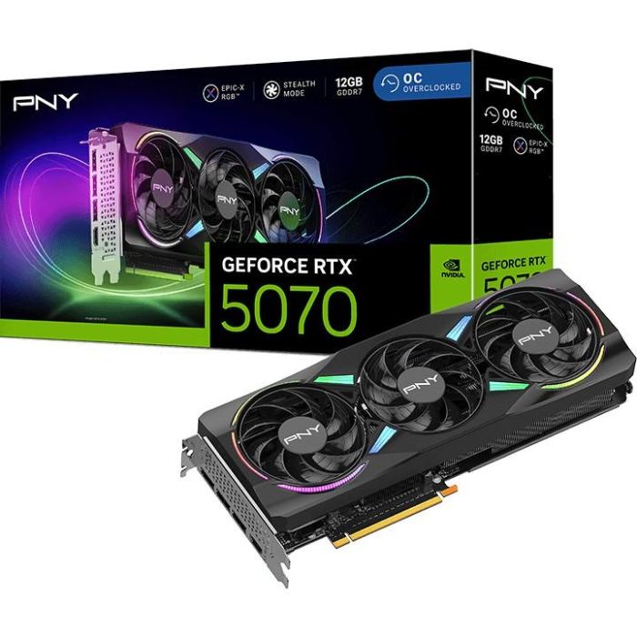 PNY GeForce RTX 5070 EPIC-X RGB OC 12GB GDDR7 Triple Fan ARGB OC 12