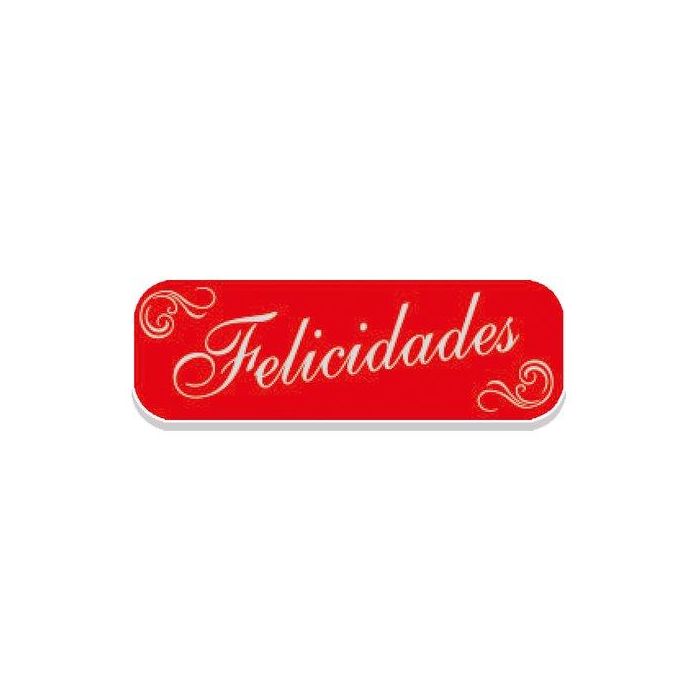 Etiquetas Regalo Adh. Holograficas Rollo 250 Uds. 45X15 Felicidades Rojo