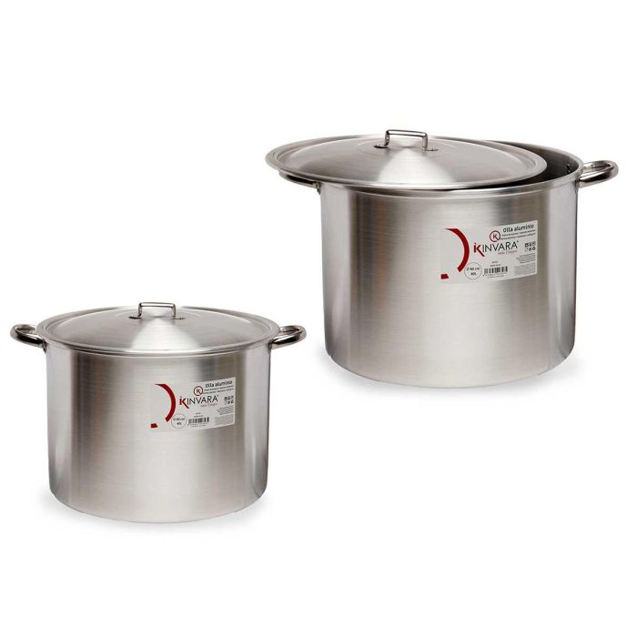 Olla de Aluminio Kinvara 40 cm 40 L - Plata, Apta Gas/Horno/Lavavajillas (2 Unidades) Olla de Aluminio Kinvara 40 cm 40 L - Plata, Apta Gas/Horno/Lavavajillas (2 Unidades)