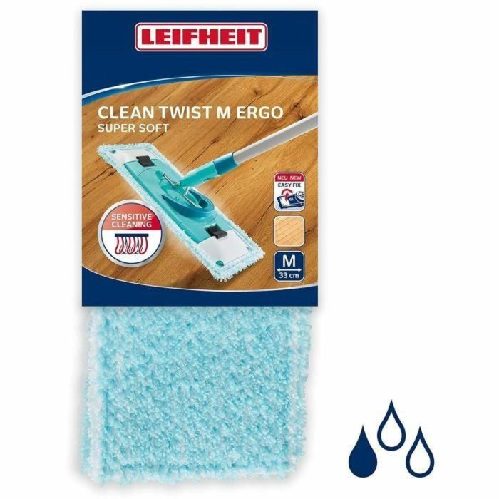 Leifheit 52122 Funda de repuesto fregona plana Clean Twist M Ergo Super Soft para suelos frágiles (parquet, laminado), absorbe poca agua, 33 cm 2