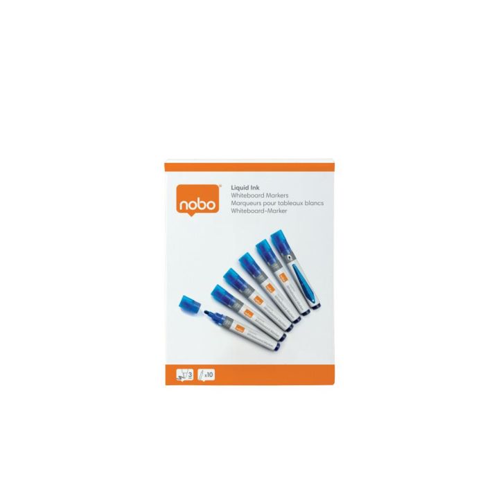 Rotulador Nobo Para Pizarra Blanca Tinta Liquida Punta Conica 3 mm Azul Caja De 10 Unidades 10