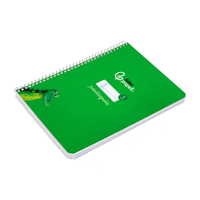 Liderpapel Cuaderno Espiral A5 Tapa Dura 80 Hojas 90gr Cuadro Pautado 5mm Color Verde 5