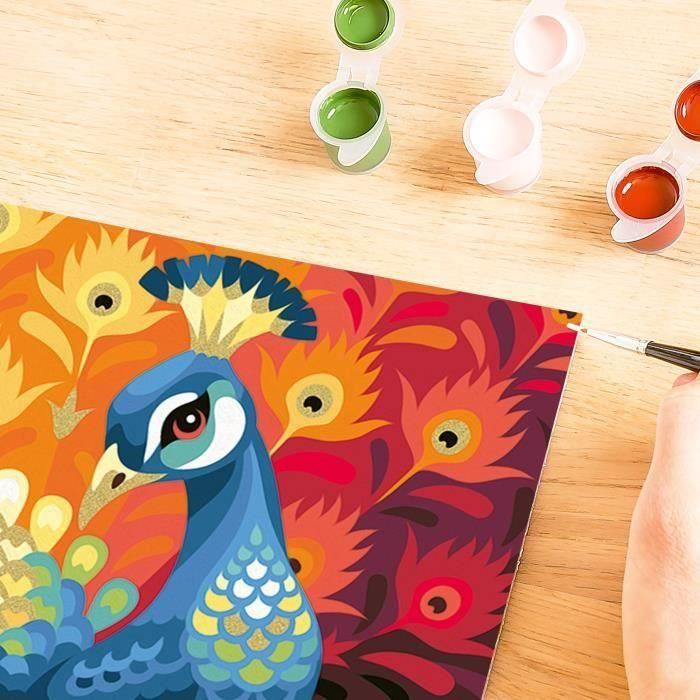 CreArt Kids Pavo Real 31x21cm, Kit de pintura por números, Edades 9+, 25907, Ravensburger 5