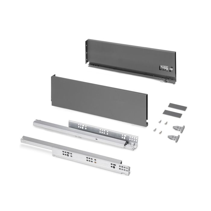 Emuca Cajón exterior Protone 30kg con guías de extracción total y cierre suave, Altura 131mm, profundidad 450mm, Acero, Gris antracita 0 Emuca Cajón exterior Protone 30kg con guías de extracción total y cierre suave, Altura 131mm, profundidad 450mm, Acero, Gris antracita 0