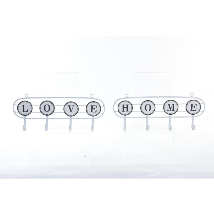 DKD Home Decor Perchero de Pared Urban Blanco de Metal y MDF 40x16x4 cm - Pack de 4 Unidades