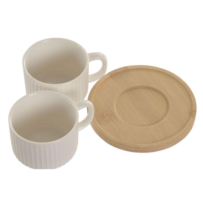 DKD Home Decor Set de 6 Tazas de Café Blancas de Porcelana y Bambú - 90ml 3