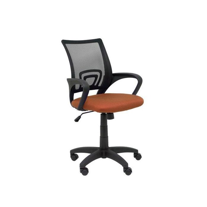 Silla Piqueras Y Crespo Vianos Brazos Fijos Mecanismo Basculante Con Regulador De Presion Elevacion Del Asiento En Altura Ruedas Nylon Respaldo Malla Transpirable Negra Y Tapizado Bali Marron