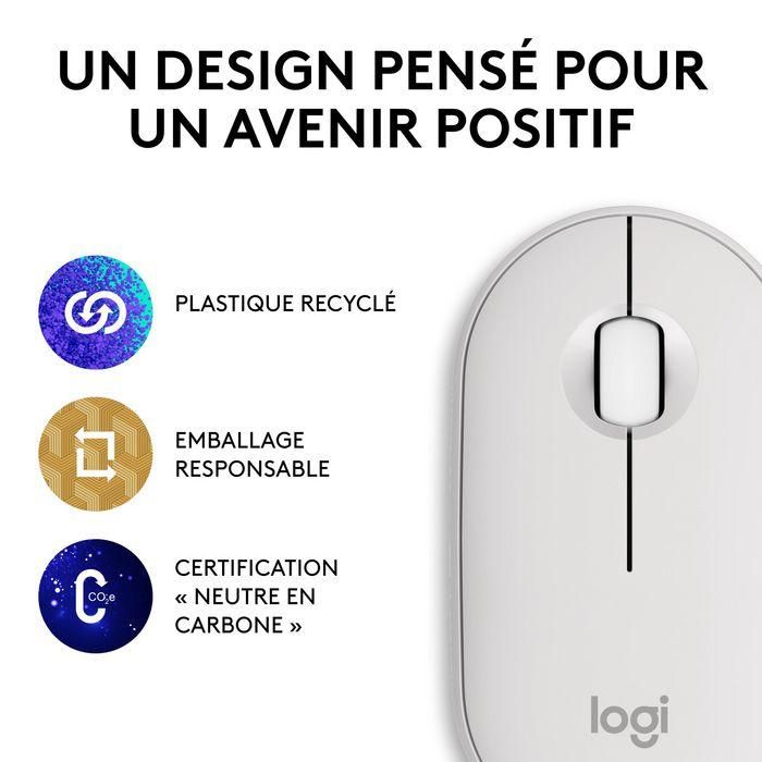 Logitech M350S Pebble 2 Mouse Inalámbrico Ambidextro con Conectividad Bluetooth y RF USB, Sensor Óptico de 4000 DPI 25