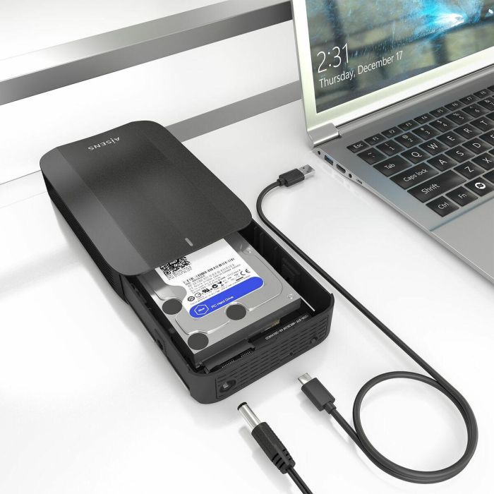 AISENS ASE-3535B Caja Externa Disco Duro HDD 3.5" SATA USB-C 3.2 Gen 1 (5Gbps), con UASP y Fuente Alimentación, Aluminio Negro. 8 AISENS ASE-3535B Caja Externa Disco Duro HDD 3.5" SATA USB-C 3.2 Gen 1 (5Gbps), con UASP y Fuente Alimentación, Aluminio Negro. 8
