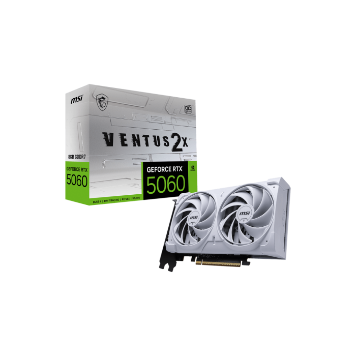 MSI GeForce RTX 5060 8G VENTUS 2X OC WHITE NVIDIA 8 GB GDDR7 PCI Express x16 5.0 2 Ventiladores 0 MSI GeForce RTX 5060 8G VENTUS 2X OC WHITE NVIDIA 8 GB GDDR7 PCI Express x16 5.0 2 Ventiladores 0
