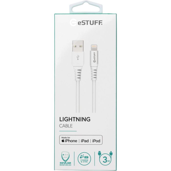 eSTUFF Lightning Cable MFI 3m White 2 eSTUFF Lightning Cable MFI 3m White 2