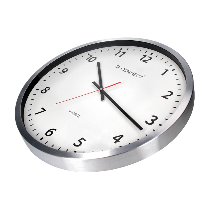 Q-connect Reloj de Pared Redondo Oficina Plástico 50 cm Marco Cromado 6