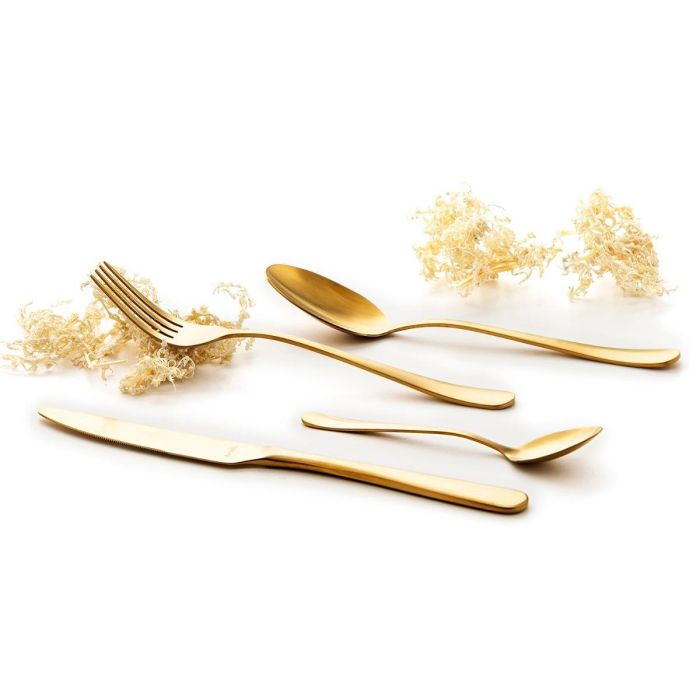 Amefa Cuchara Postre Austin Dorado Acero Inoxidable Set 12 Piezas 18,5 cm - 2,5 mm Grosor Acabado Mate Apto Lavavajillas 1
