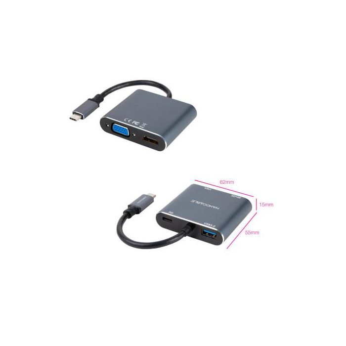 Adaptador USB C a HDMI NANOCABLE 10.16.4304 Gris 4K Ultra HD 15 cm 2 Adaptador USB C a HDMI NANOCABLE 10.16.4304 Gris 4K Ultra HD 15 cm 2