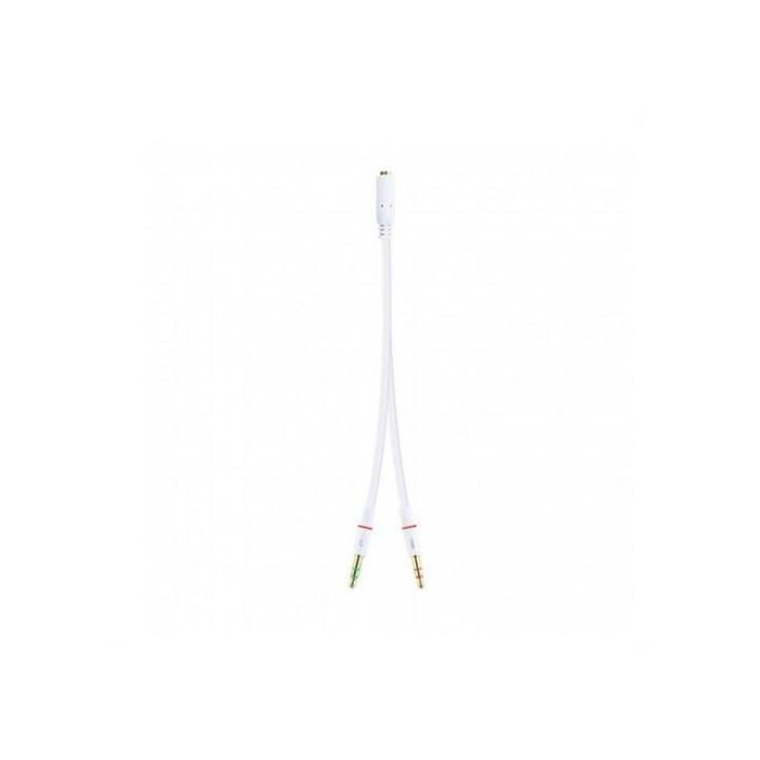 Nanocable 10.24.1203 Cable Adaptador Audio Jack 3.5 Hembra (4-pin) a 2x Jack 3.5 Macho (3-pin) para Auriculares con Micrófono a PC/Audio 20cm Blanco 1