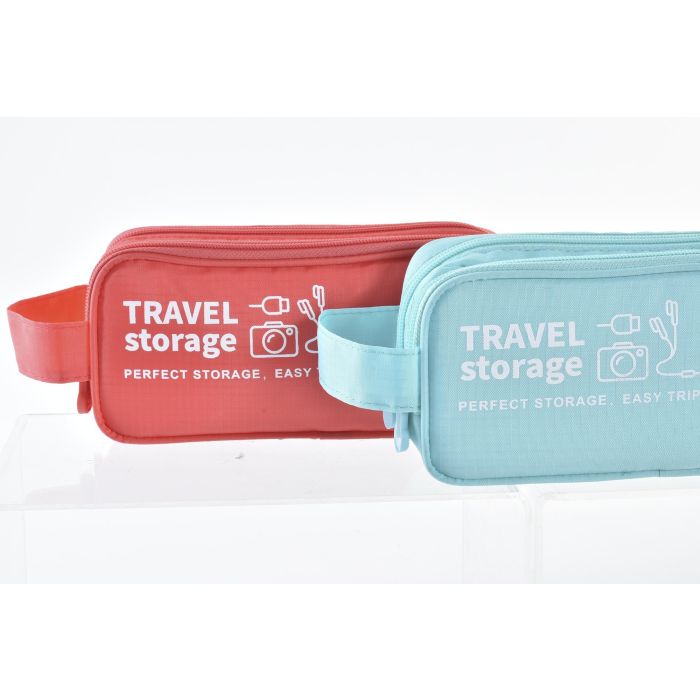 DKD Home Decor Organizador de Viaje de Poliéster, Colores Coral Turquesa Surtidos, 7x10x29 cm - Pack de 6 Unidades 1