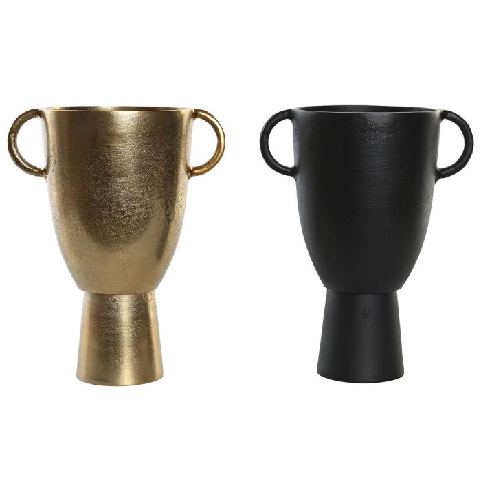 DKD Home Decor Jarrón Moderno de Aluminio Negro y Dorado, 29 x 23 x 16 cm (Set de 2 Unidades) DKD Home Decor Jarrón Moderno de Aluminio Negro y Dorado, 29 x 23 x 16 cm (Set de 2 Unidades)