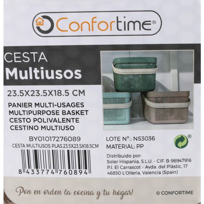 Cesta Multiusos Plástico 23.5 x 23.5 x 18.5 cm - Confortime (24 Unidades) 7 Cesta Multiusos Plástico 23.5 x 23.5 x 18.5 cm - Confortime (24 Unidades) 7