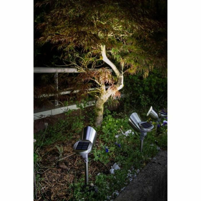 Galix Proyector Solar Acero Inoxidable Cepillado 30 Lúmenes 8 Horas Autonomía 0.29W 3 LED Blancos con Interruptor On/Off 2