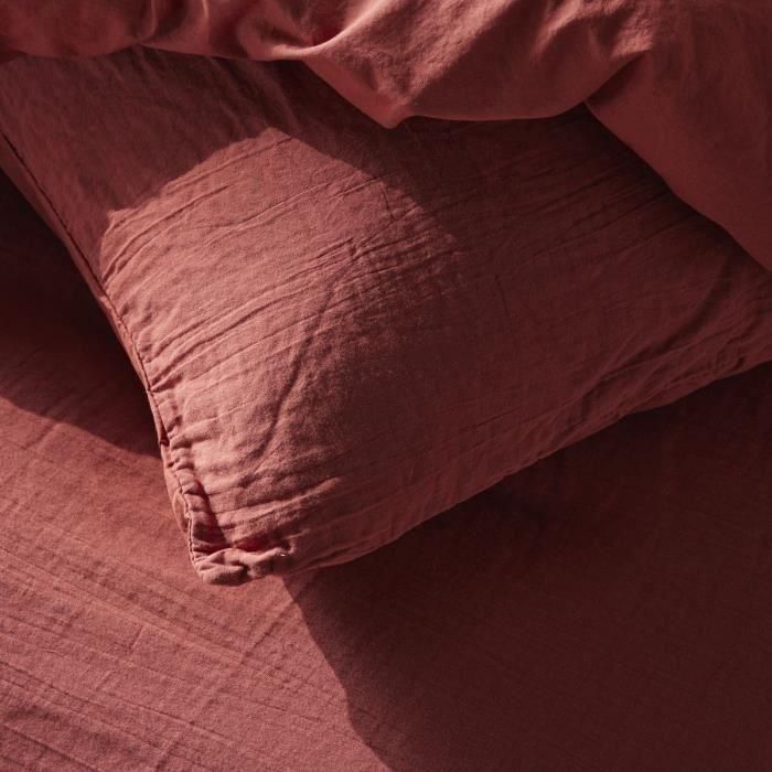 Juego de cama - TODAY - 123334 - 1 persona - 140x200 cm - Gasa de algodón lisa - Terracota 2 Juego de cama - TODAY - 123334 - 1 persona - 140x200 cm - Gasa de algodón lisa - Terracota 2