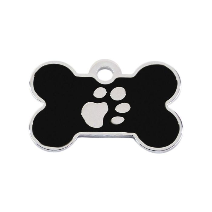 Placa identificativa para collar Imarc Bone Negro Plata