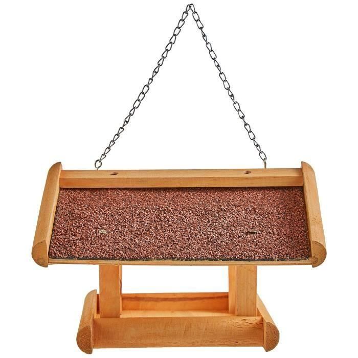 Kerbl Comedero para Pájaros Stubbs de Pino con Barniz Protector y Techo Bituminoso Resistente al Agua, 29x28x18cm 2