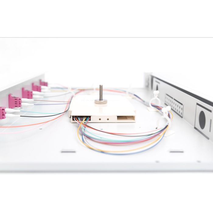 Digitus LWL Spleißbox 1HE bestückt 6x LC DX OM4 grau - Caja de empalme de fibra óptica 1U, Acero, Gris 6