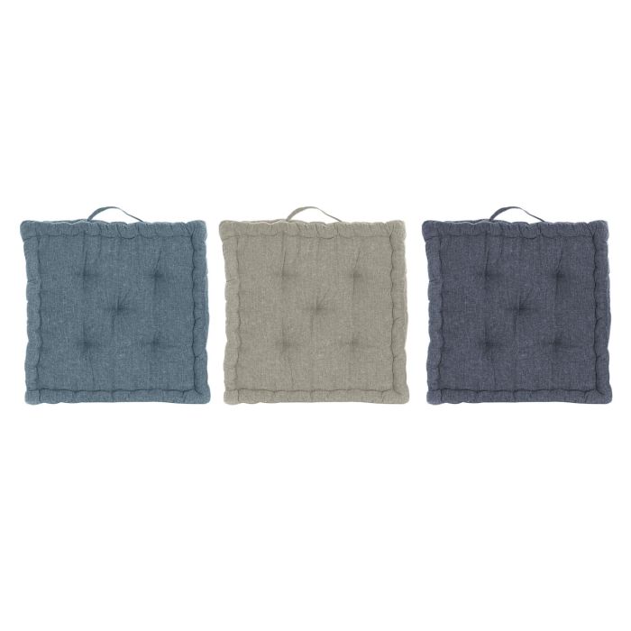 Cojin Mediterraneo DKD Home Decor Greige Azul Marino 38 x 8 x 38 cm (3 Unidades)