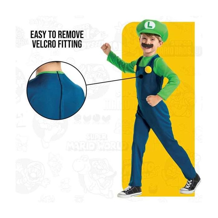 Nintendo Disfraz Super Mario Luigi Lujo Talla 3-4 Años 5