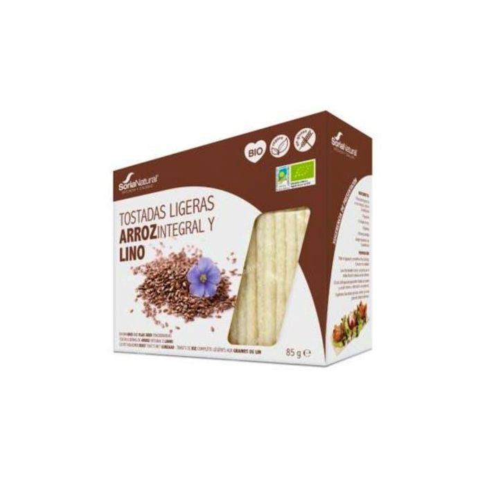 Soria Natural Tostadas de Arroz Integral y Lino Bio 85g Crujientes, Ligeras, de Fácil Digestión y Alto Contenido de Fibra