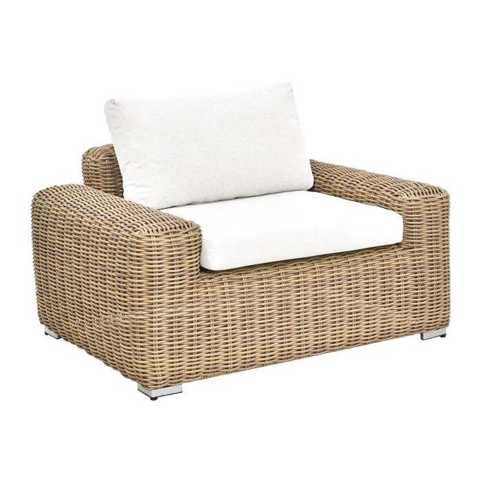 DKD Home Decor Sillón de Exterior para Terraza y Jardín, Ratán Sintético con Poliéster y Metal, Marrón Claro y Beige, 111x87x63 cm 1