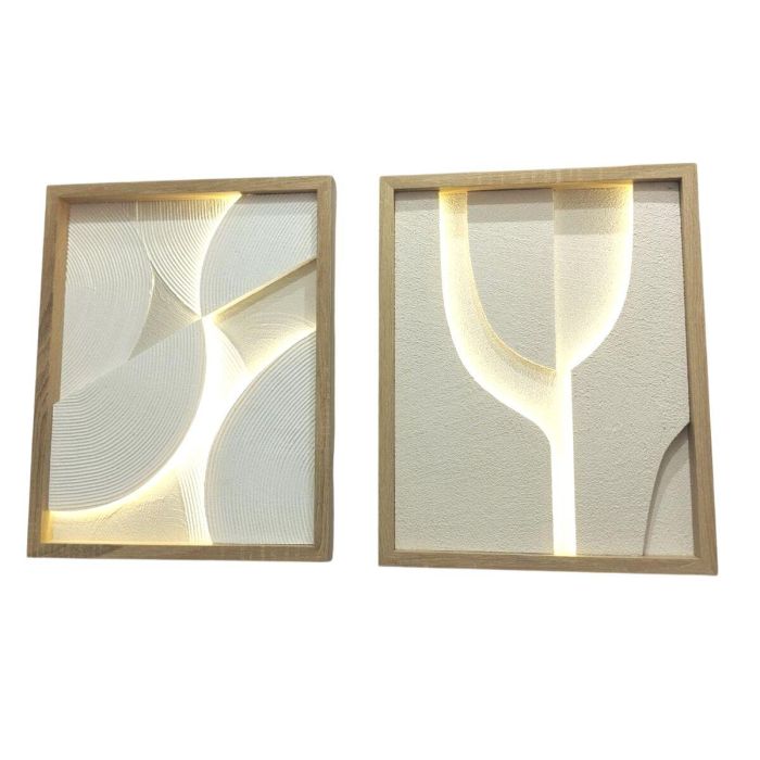 DKD Home Decor Cuadro Decorativo Scandi Moderno. Set de 2 Paneles Murales Blanco Natural en MDF y PS de 50 x 40 x 3.8 cm. 4