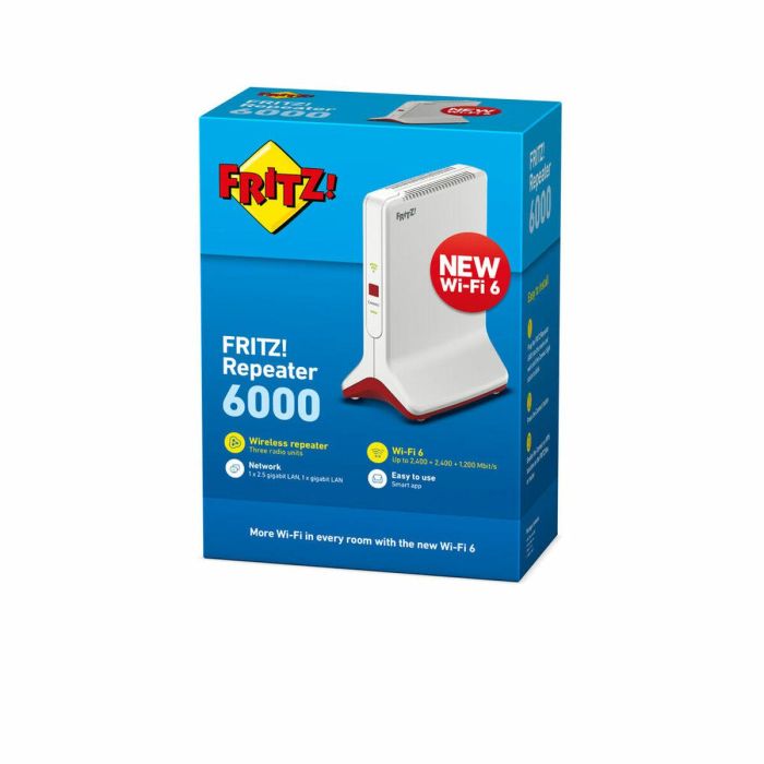 Fritz Repetidor Wifi 6 6000 Mesh - Alta Velocidad hasta 6000 Mbps, Wi-Fi Tribanda, 2 Puertos Gigabit LAN, Compatible con FRITZ!Box 3 Fritz Repetidor Wifi 6 6000 Mesh - Alta Velocidad hasta 6000 Mbps, Wi-Fi Tribanda, 2 Puertos Gigabit LAN, Compatible con FRITZ!Box 3