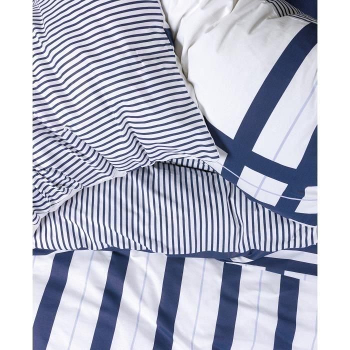 Juego de cama - 1 funda nórdica 220x240 cm + 2 fundas de almohada 60x60 cm - 100% algodón - Azul 1 Juego de cama - 1 funda nórdica 220x240 cm + 2 fundas de almohada 60x60 cm - 100% algodón - Azul 1