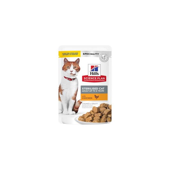 Hill's Alimento para Gatos Esterilizados Sabor Pollo - 12 Bolsitas de 85g Hill's Alimento para Gatos Esterilizados Sabor Pollo - 12 Bolsitas de 85g