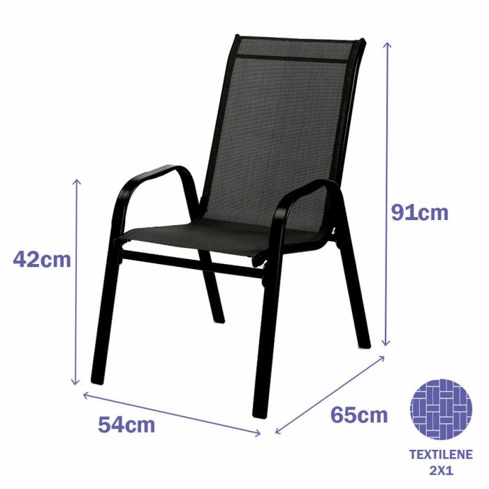 Marbueno Silla de Jardin Acero Negro 91X54X65 cm 10467 1