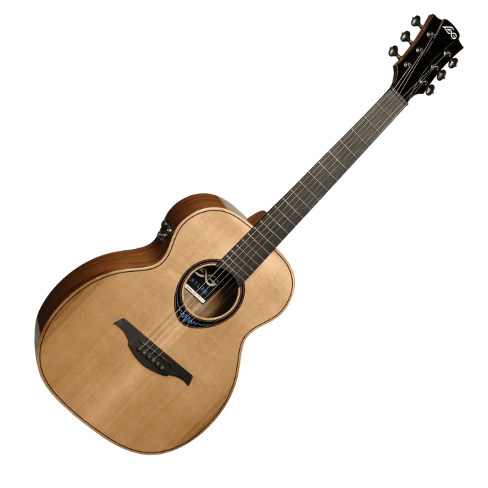 LAG Guitarra Acústica Travel A/E Blue Wave 2 Blue Wave Natural Cedro Macizo Palisandro 2