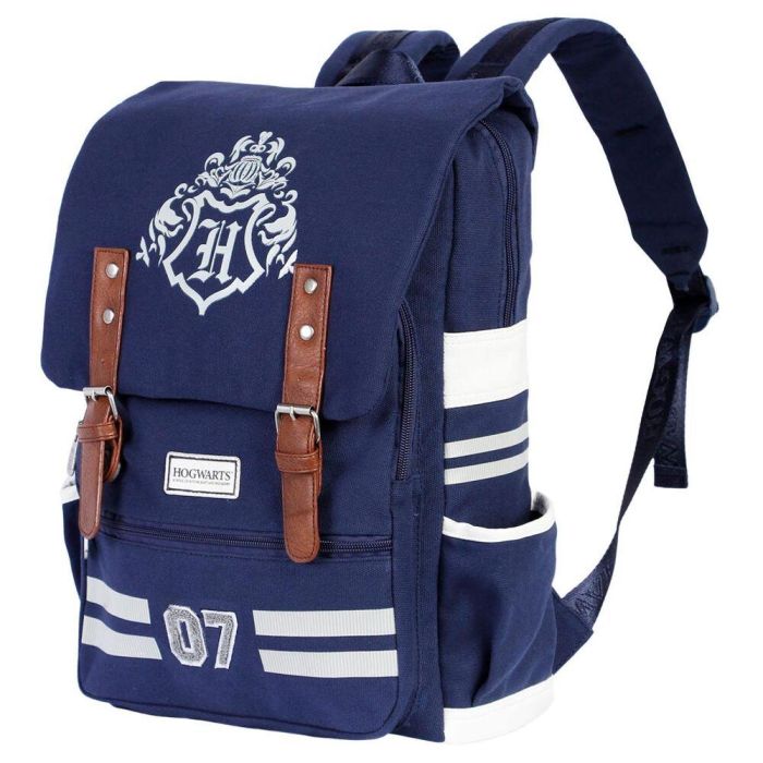 Harry Potter Mochila Oxford Academy Inspiración Retro, Azul Oscuro, 2 Compartimentos, Bolsillos Laterales y Frontal, Divisor Acolchado 1
