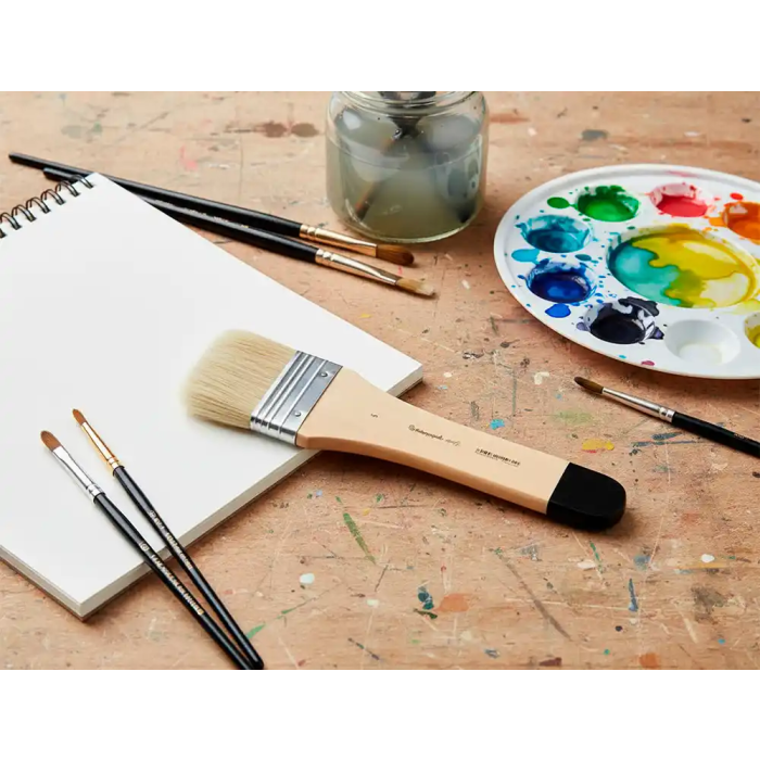 Liderpapel Brocha Paletina Plana Ancho 57 mm Pelo de Cerda Natural Certificado FSC para Óleos y Acrílicos 4