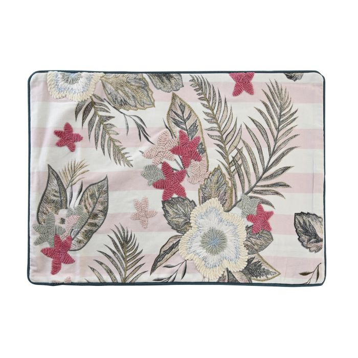 DKD Home Decor Funda Cojín Tropical Verde Rosa de Poliéster 40x60 cm con Cremallera Oculta