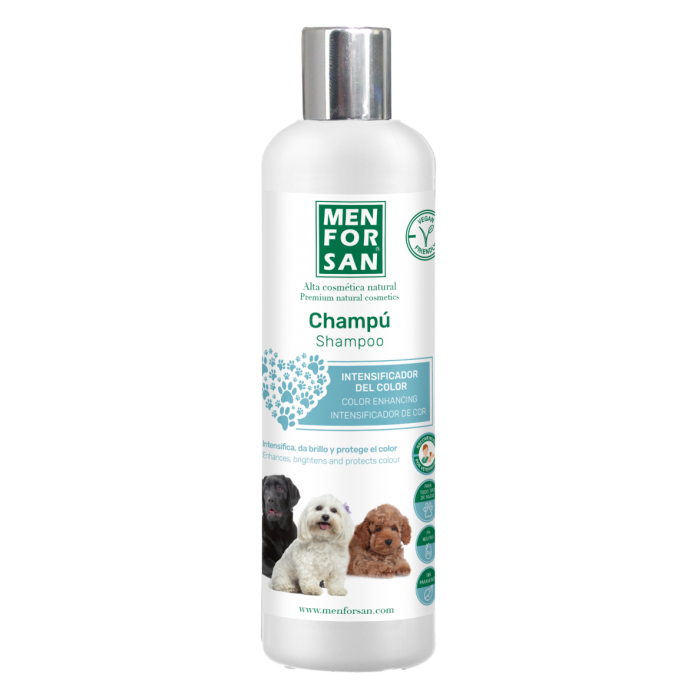 Men For San Champú Intensificador Color para Perro Manto Blanco Negro Marrón 300 mL Profesional pH Neutro Pieles Sensibles Lavados Frecuentes