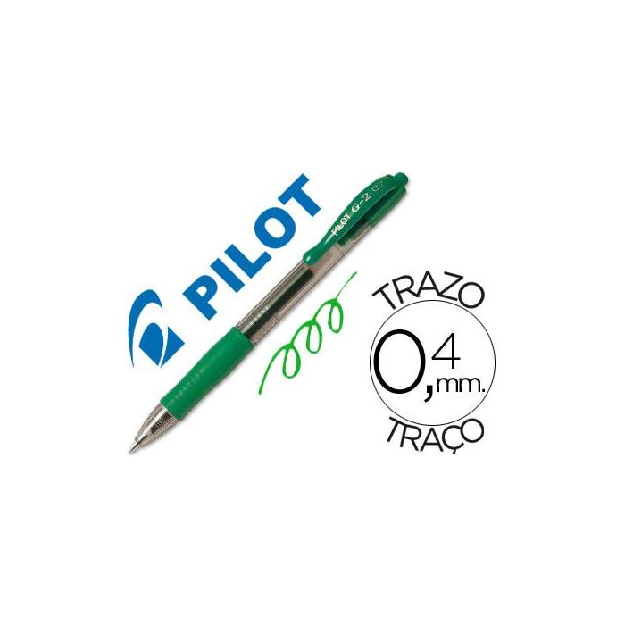 Boligrafo Pilot G-2 Verde Tinta Gel Retractil Sujecion De Caucho 12 unidades